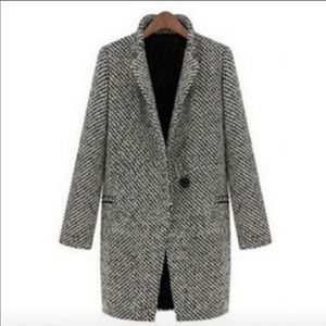 Plaid Black&White fitted jacket 🧥 warm&chick